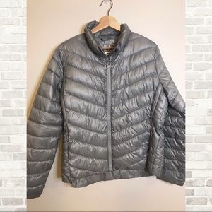 Silver puffer jacket
